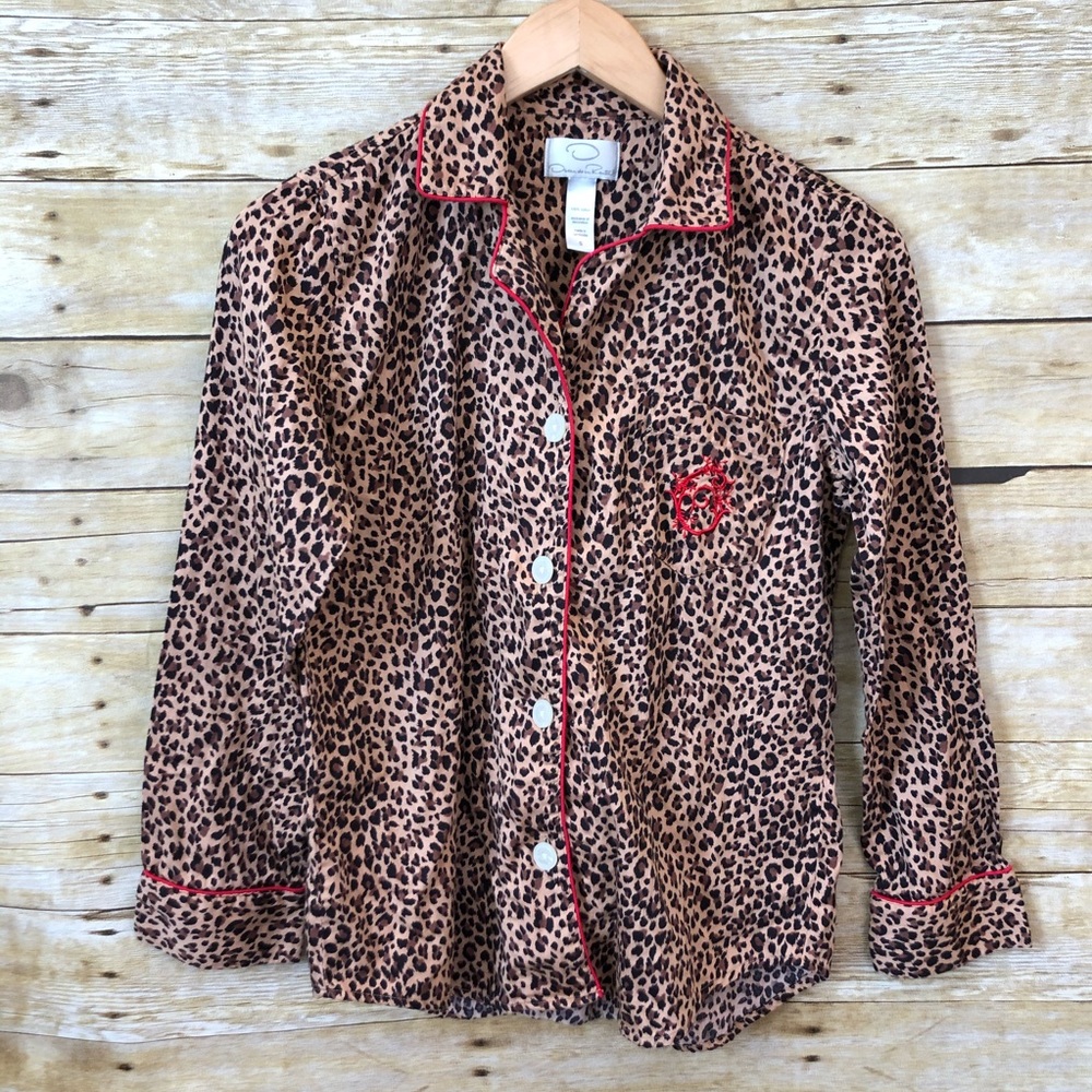 Oscar De La Renta Leopard Pajama Top Size Small